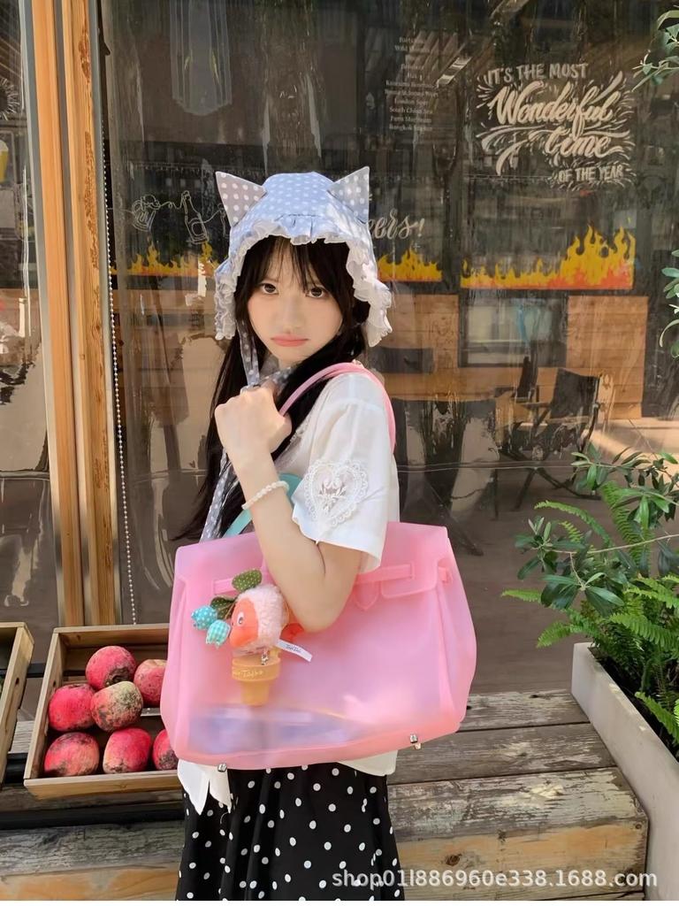 Sac cabas à bandoulière imperméable en TPU grande capacité style coréen pour femme