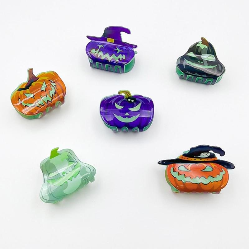 Pinza per Capelli Artiglio per Capelli Zucca Ornamento Grande Presa Barretta di Halloween