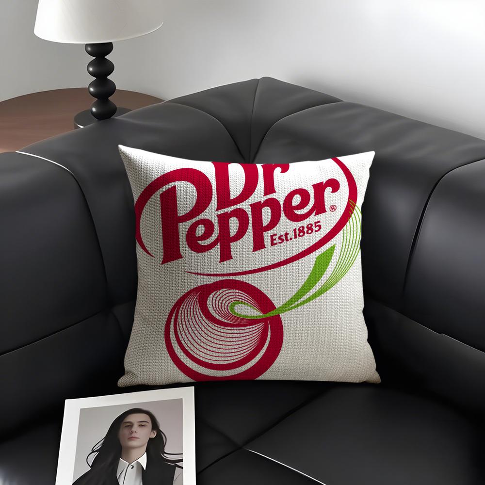 

CCherry Drink DrPepperR BrandCushion Cover Natural Linen Organic Fabric DoubleSided Printing Sofa Home Decor Gift Pillow Case 30x30cm