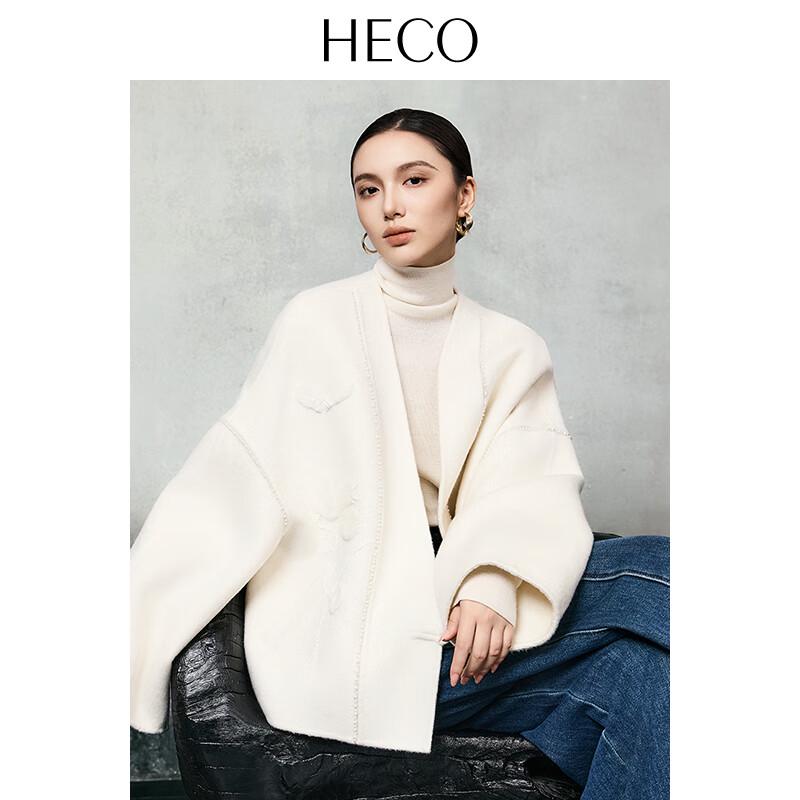 

HECO Women s New Chinese Style Embroidered Wool-Camel Blend Short Coat M