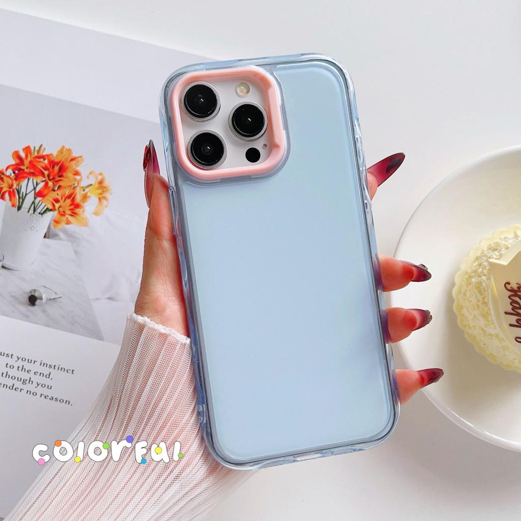 Fresh Macaron Colored Clear Hard Case PC+TPU 2in1 Protective Back Cover for iPhone 17 16e 16 15 14 Plus 13 12 11 Pro Max