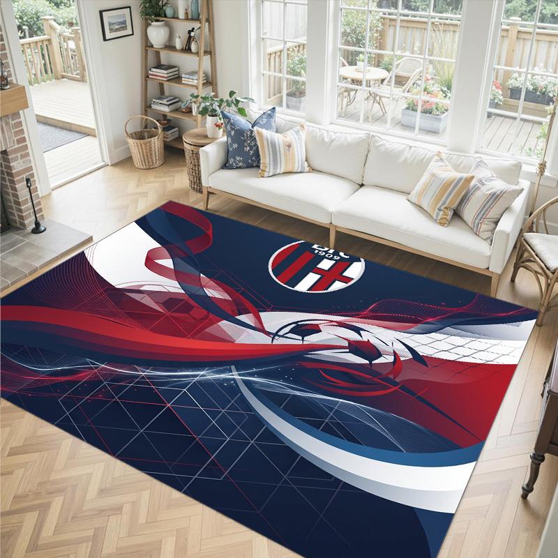 Bologna FC Design Crystal Velvet Carpet Cozy Non?Slip Printed Rug For Bedroom Living Room Entrance