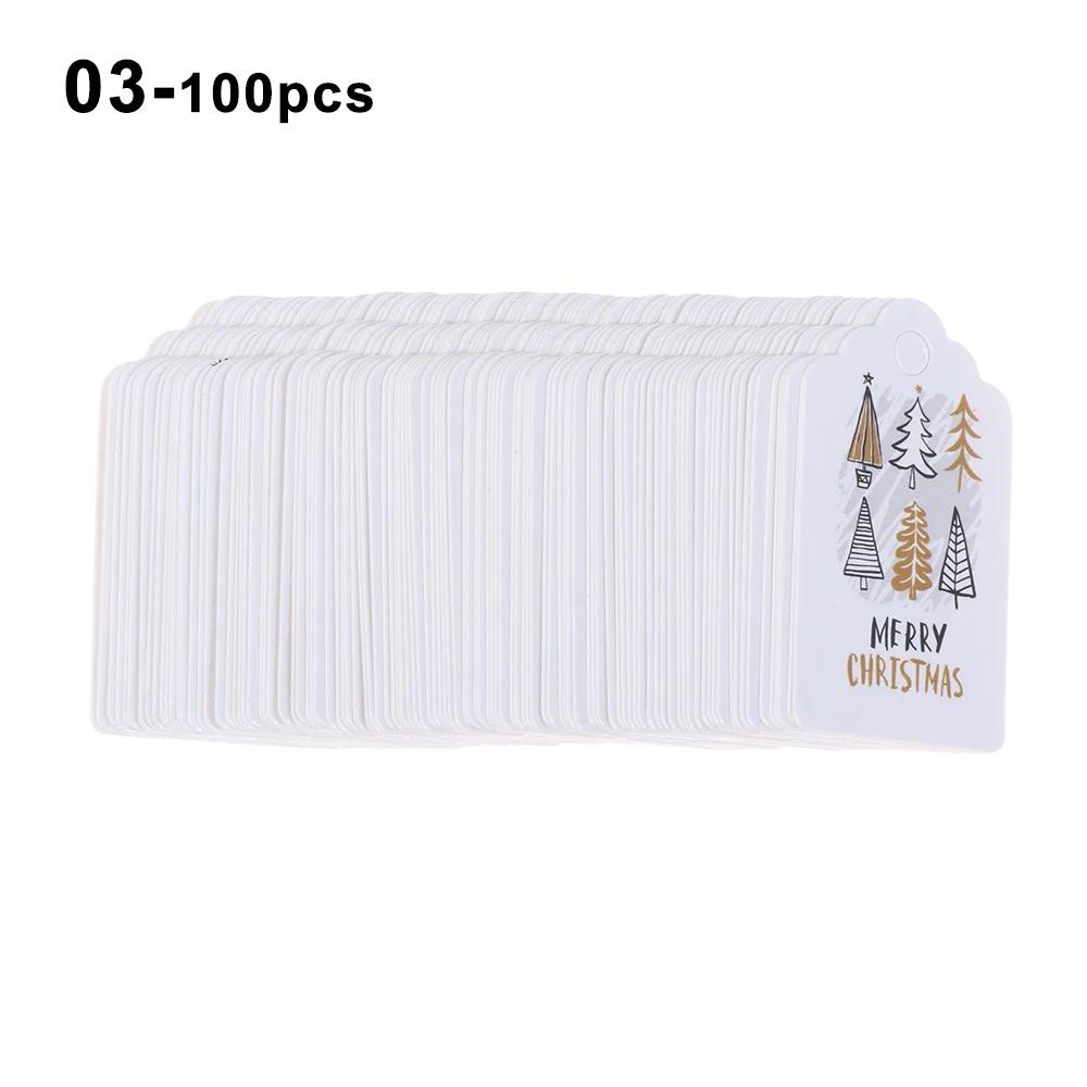 50PCS Merry Christmas DIY Kraft Tags Labels Gift Wrapping Paper Hang Tags Santa Claus Paper Cards Xmas Party Supplies