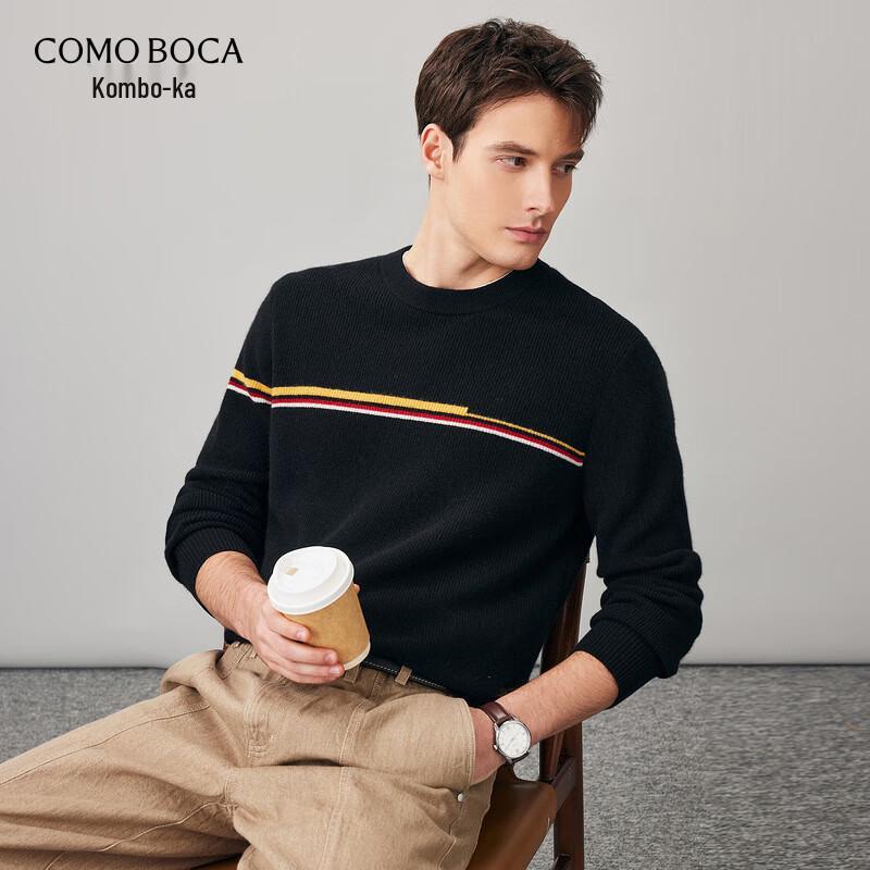 

Kemeng Boka Men s Color Block Stripe Cashmere Crew Neck Sweater XL