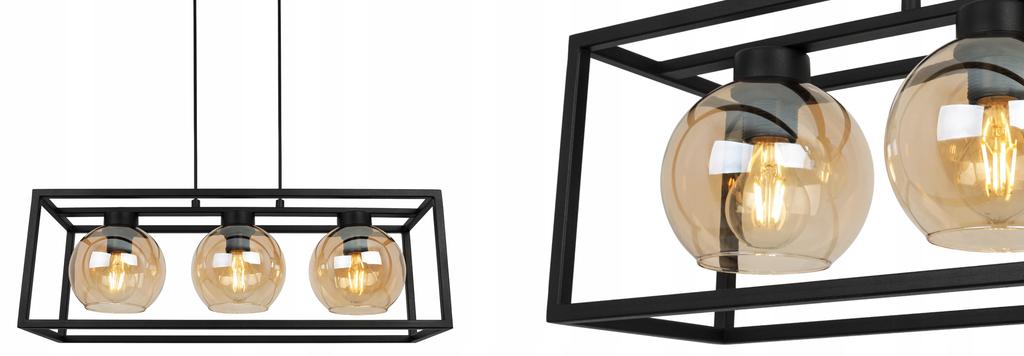 HÄNGELAMPE KÄFIG ELEGANTER GLASBALL HONIG