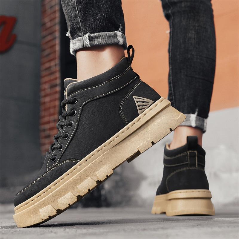 British Retro High-top Tooling Shoes Spring and Autumn New Martin Boots Men's Medium-top Outdoor Platform Sports and Leisure Shoes