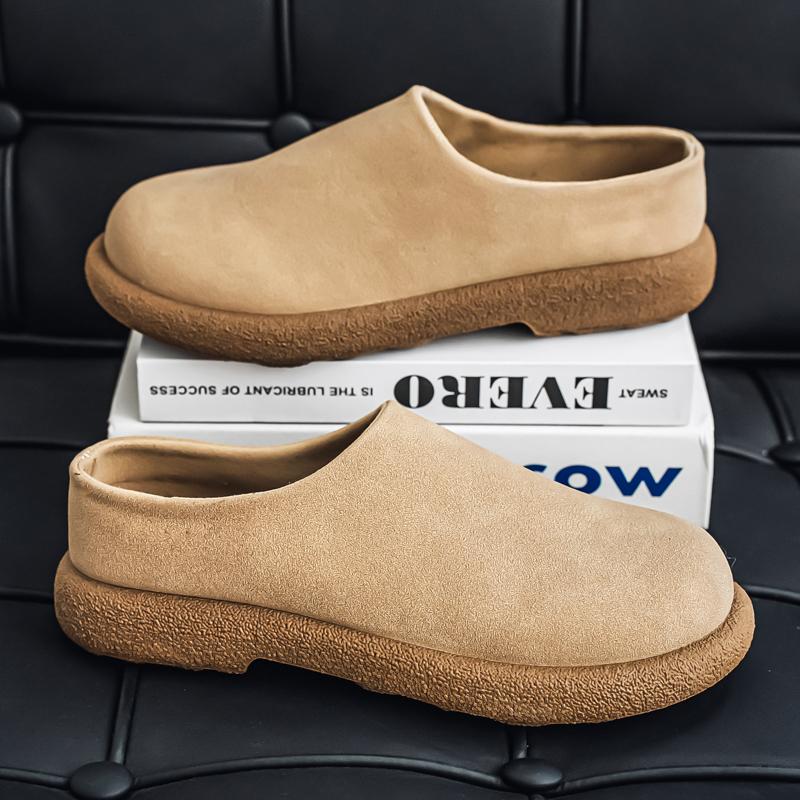 2026 Model Mueller Shoes - Men's Half-trousers with Soft Soles, Loungewear Style, Half-covered Slippers