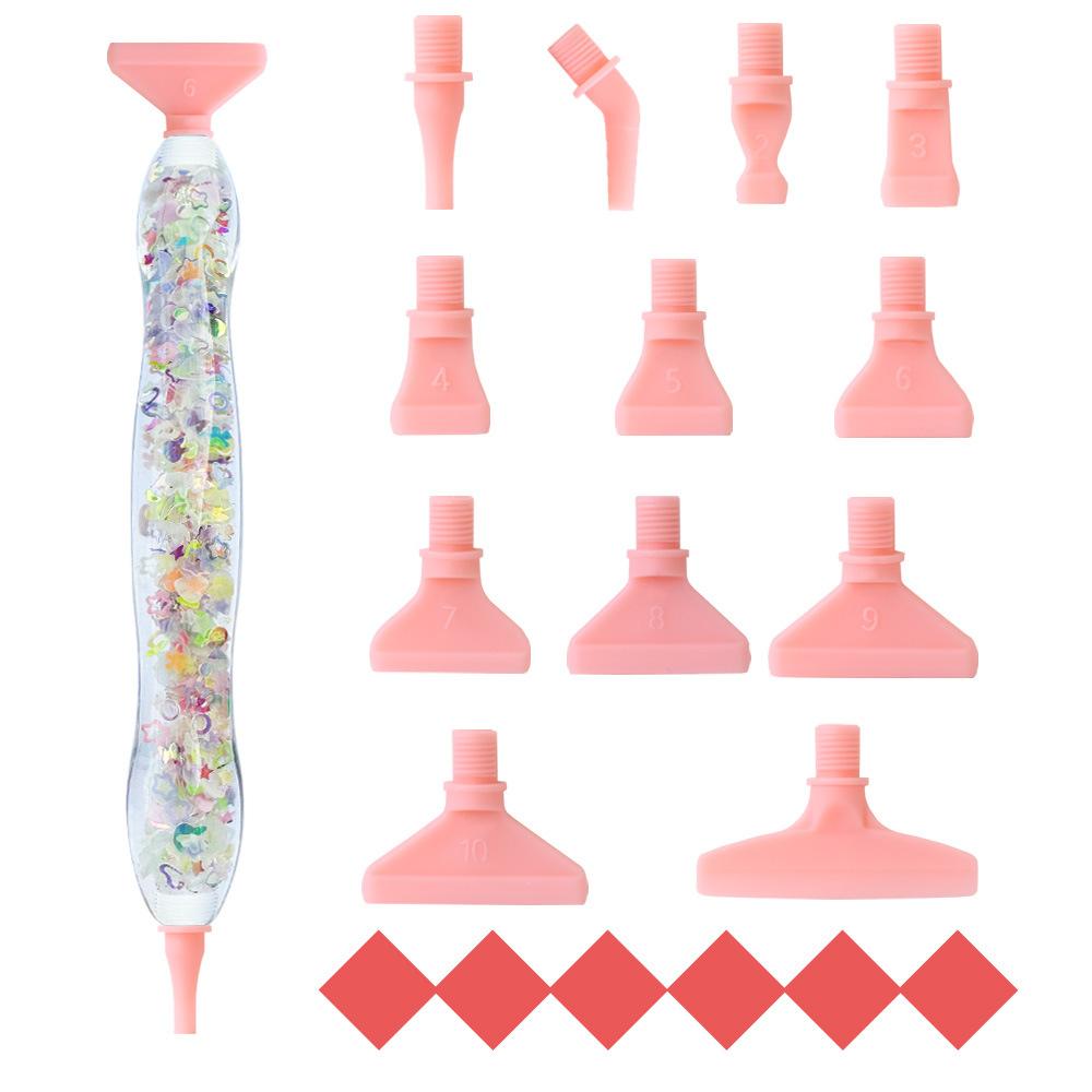Glow Diamond Painting Pen Set with 12 Threaded Plastic Tips Luminous Rhinestone Picker Tool for DIY Crafts Nail Art