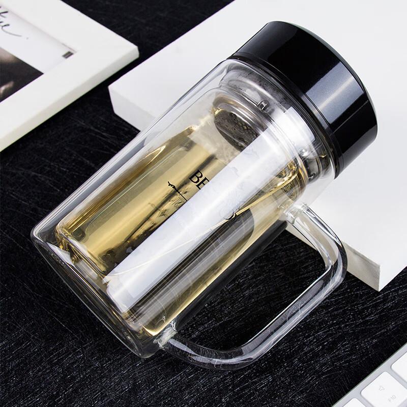 BESTJOY 350ml Double-Wall Borosilicate Glass Office Cup