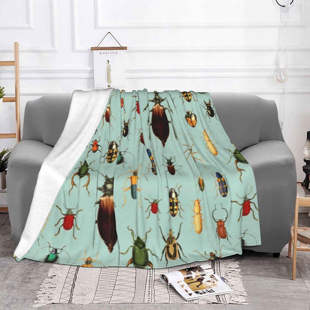 Antique Pattern-Beetles And Bugs Fashion Soft Warm Flannel Blanket Insects Moths Butterflies Butterfly Hawkmoth Stag Beetle