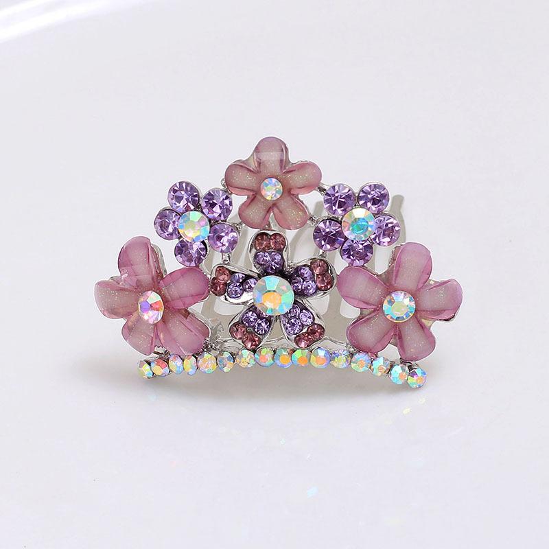 Crown Flower Comb Premium Sense Cute High-End Princess Haircard Women'S Headdress Diamond Hairpin Hair Accessories Hair Comb