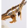 Yhpup Natural Tiger Stone Boots Shoes Pendant Drop Hoop Earrings Stainless Steel Charm Vintage Fashion Jewelry Prevent Allergy