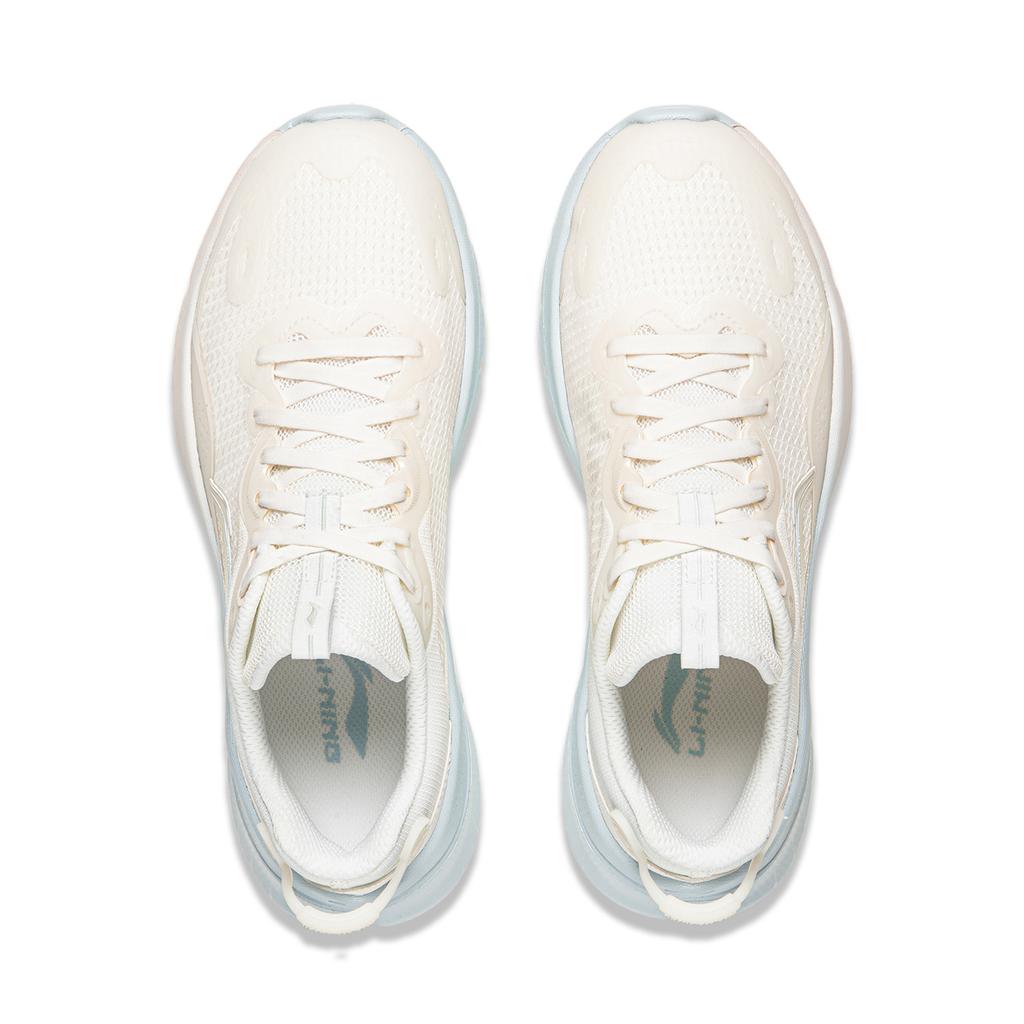 Li Ning Cushioning Slip Resistant Abrasion Resistant Lightweight Low Top Casual Running Shoes Women's Mist White ARSW108-1