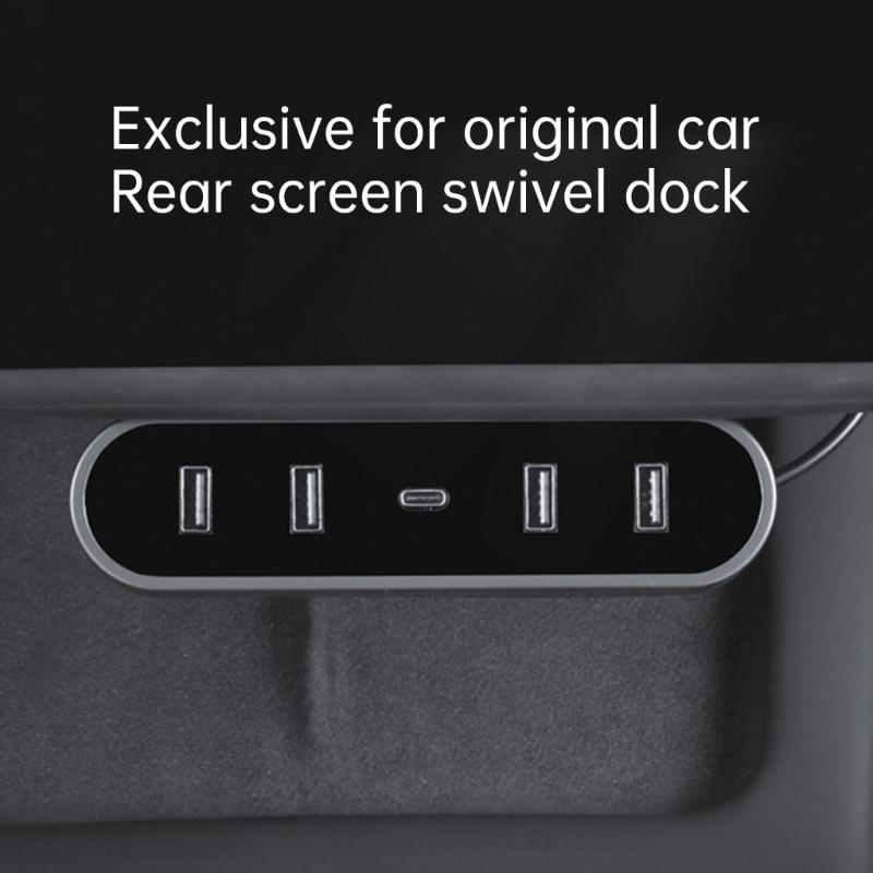 Compatible For Car 3/Y Glovebox Shunt Expansion Splitter Hub Ports Fast Charging Adapter HUB Docking Station Foldable