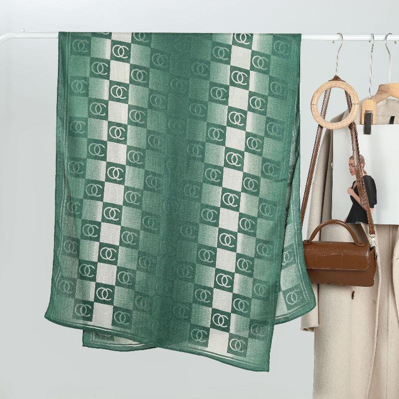 New simple checkerboard printing imitation velvet long scarf silk scarf women's fashion autumn and winter warm thin shawl
