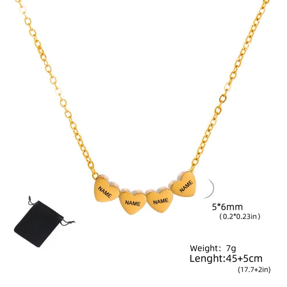 Customized Name Date Mini Minimalist Love Necklace Stainless Steel Heart Shaped Women's Necklace Fashion Couple Jewelry Gift