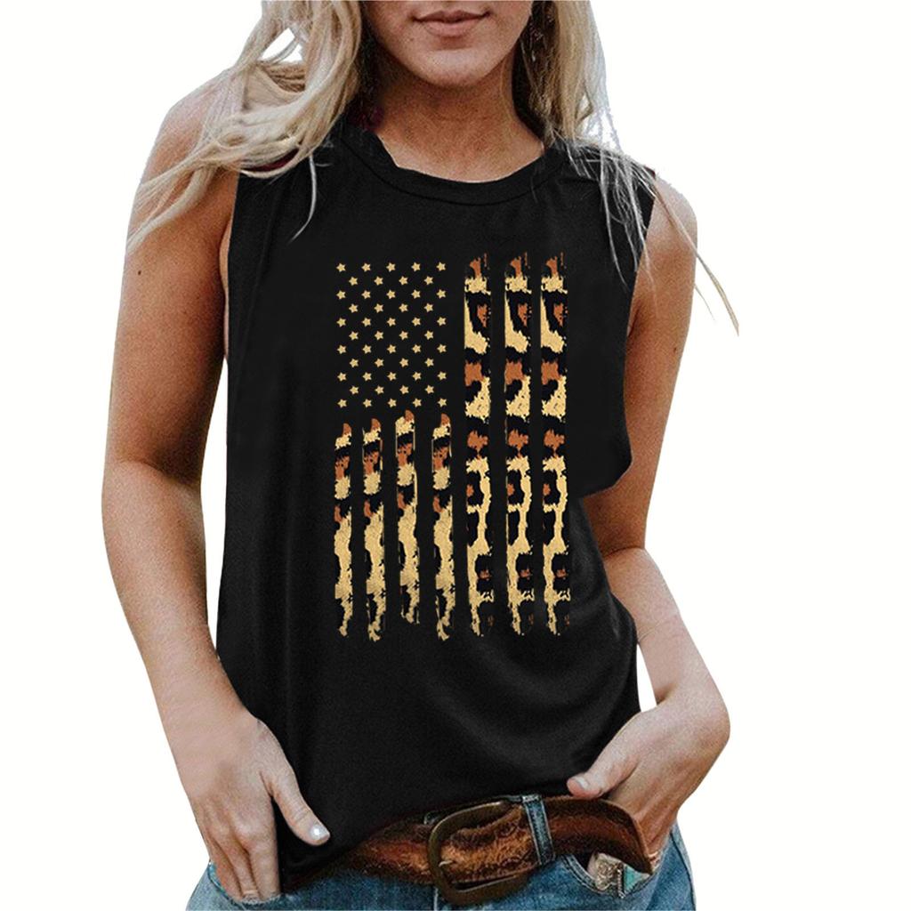 Amazon Wish Clothing Women's Vest Independent Station Summer Fashion American Flag Independence Day Collection