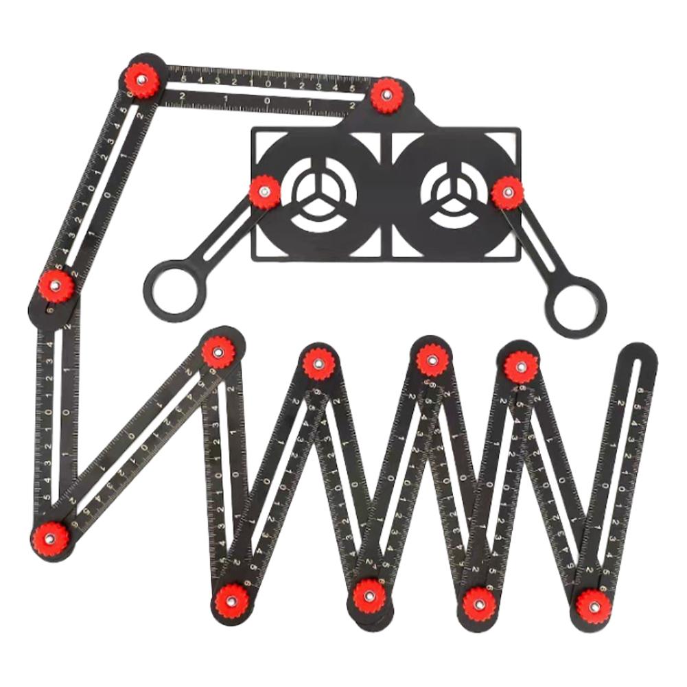 

4/6/9/12 Sided Multi Angle Measuring Ruler Aluminum Alloy Folding Ruler Measuring Tool for Tiling Roofing Woodworking DIY