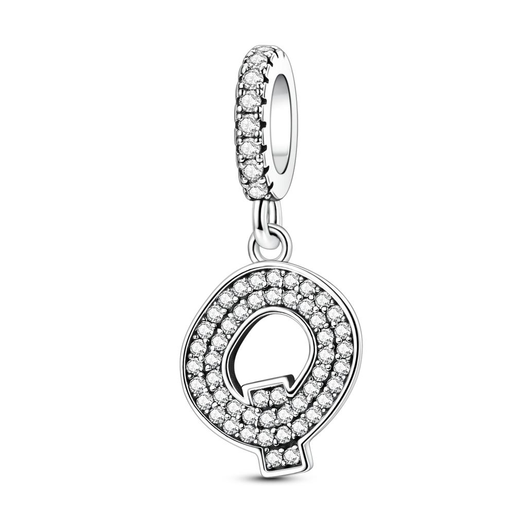 Copper Dangle Charm 26 Letters A-Z Spell Pendant Zircon Fit Barcelet Diy Woman Jewelry