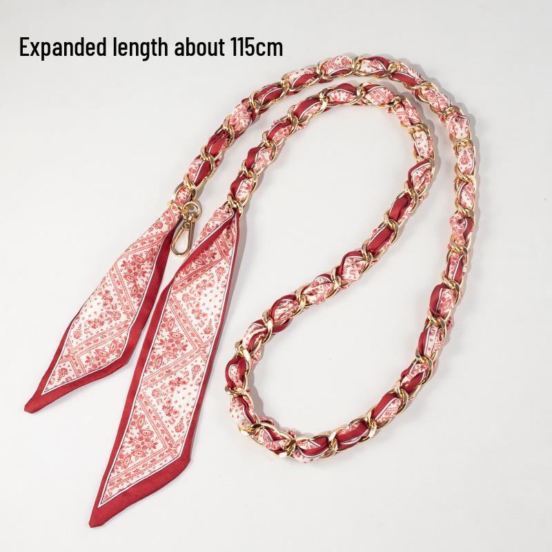 

Универсальный шелковый шарф-цепочка: Аксессуар для сумки через плечо своими руками Scarf Weave Replaceable Bag Strap (Approx. 115cm)