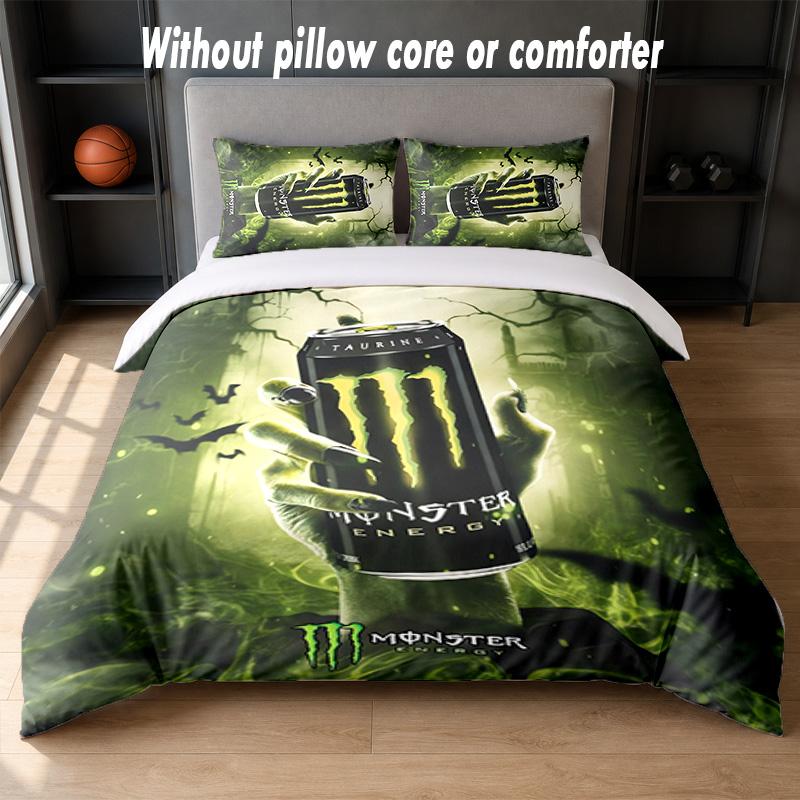 Set Biancheria da Letto Design Monster Energy 1 Copripiumino + 2 Federe Morbido Traspirante Biancheria da Letto per la Casa