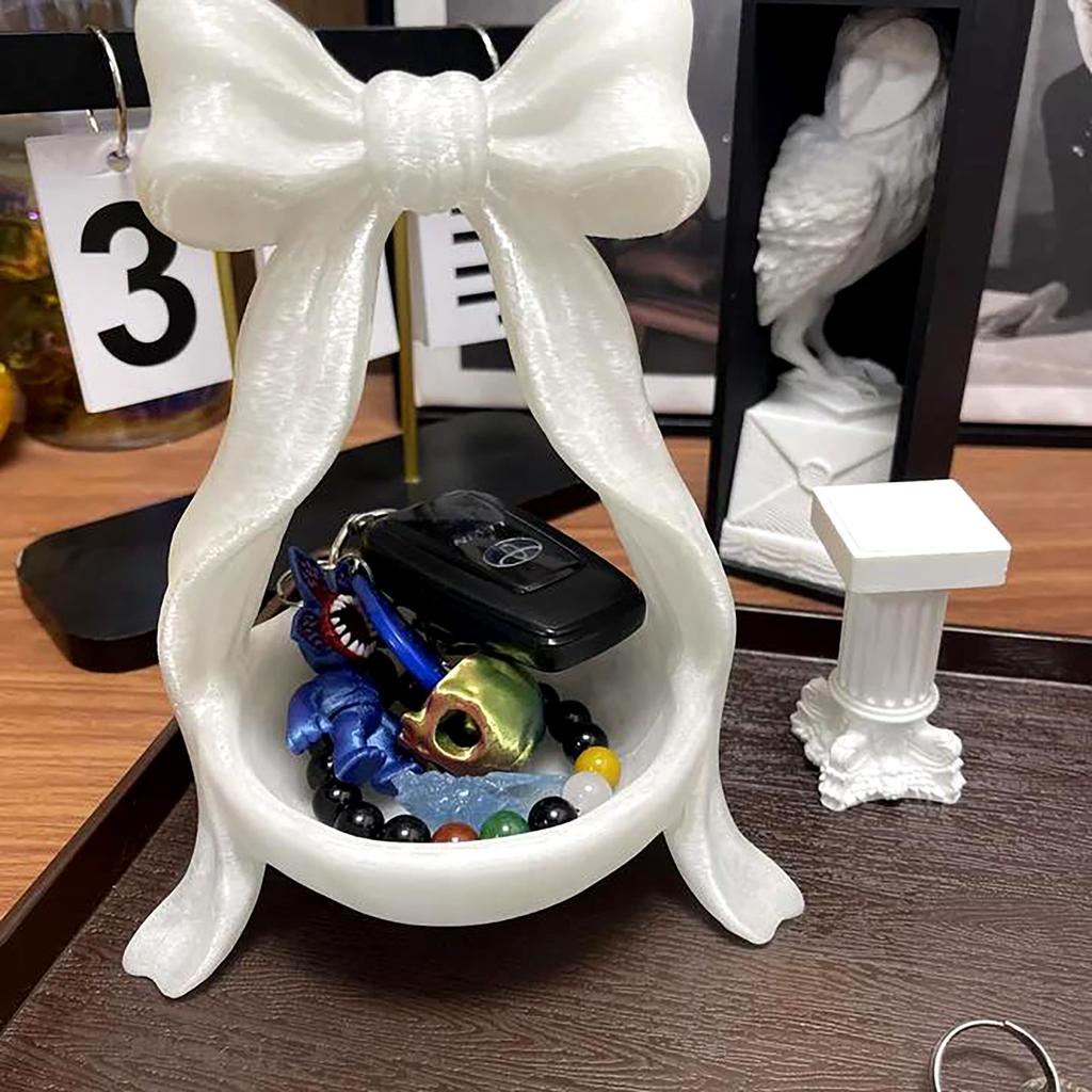 Cute Bowknot Shaped Jewelry Organizer Home Desktop Storage Tray Decor Display Holder for Ring Earrings Living Room Bedroom Decor