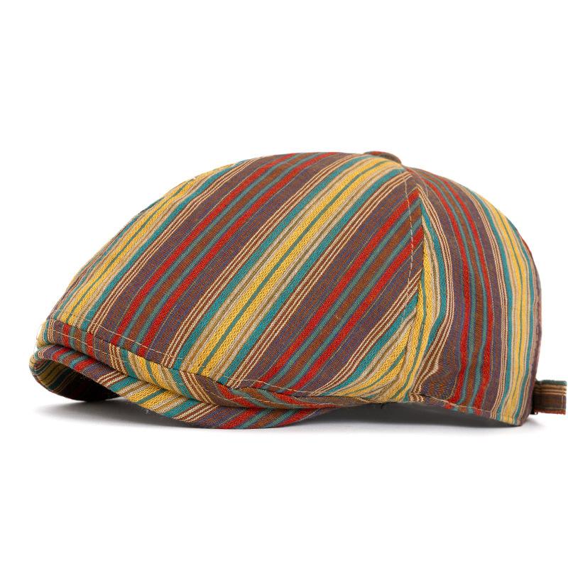 

Ретро берет женский весенне-осенний тонкий полосатый кепи с козырьком мужской солнцезащитный солнцезащитный шляпа художника хаки