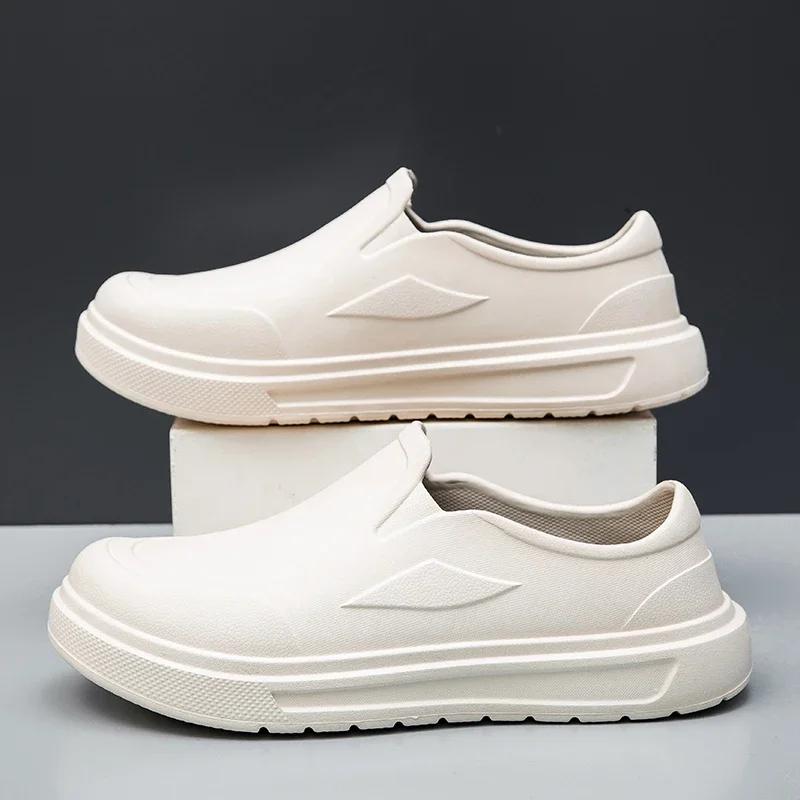 

Men s Work Shoes Chef Shoes Anti Slip Oil Resistant Dirt Resistant Kitchen Shoes Quick Drying Rain Shoes Breath Clogs Large Size 46 бежевий