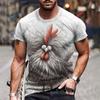 Funny Animal Graphic T-Shirt For Men Cat Chicken 3D Printed Tees Summer Casual Oversized Round Neck Tops T Shirts Short Sleeves