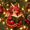 Creative Holiday Ornament for Garden Bookish Dragon Ornament, Fantasy Book Dragons Christmas Hanging Whimsical Decor Bookshelf Decoration, Acrylic