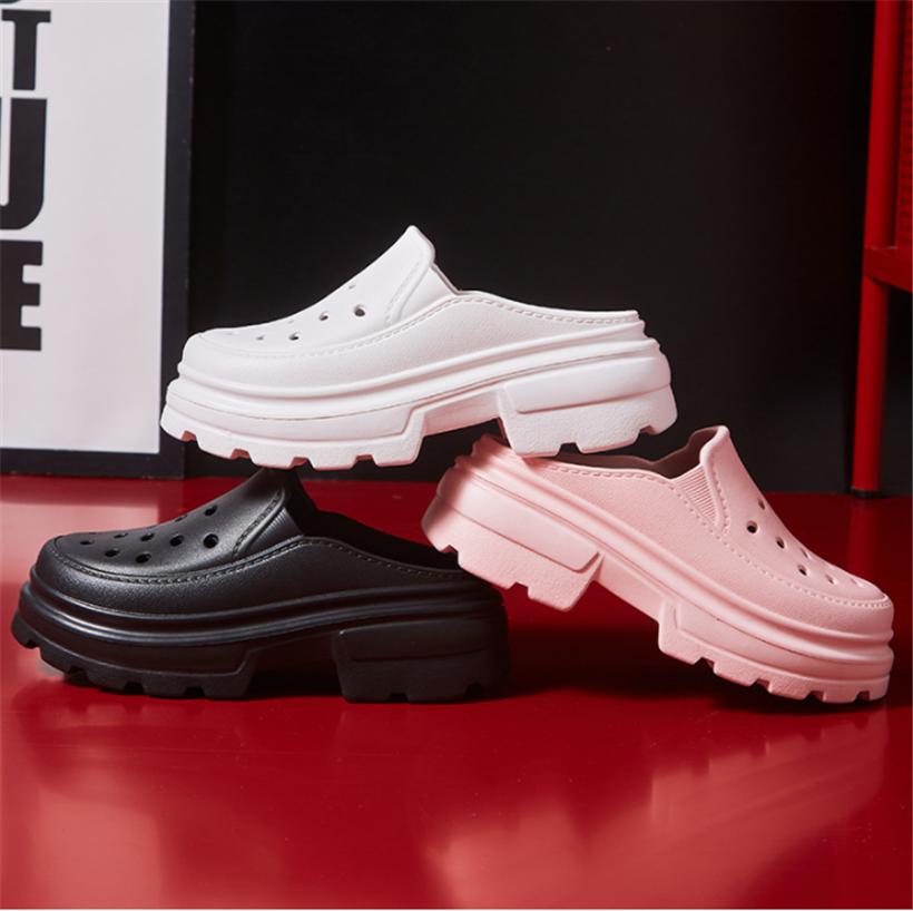 Fashion Shevalues Women Summer High Heels Shoes Soft Thick Bottom Clogs Sandals Fashion Hole Shoes Outdoor Beach Slippers Garden Shoes