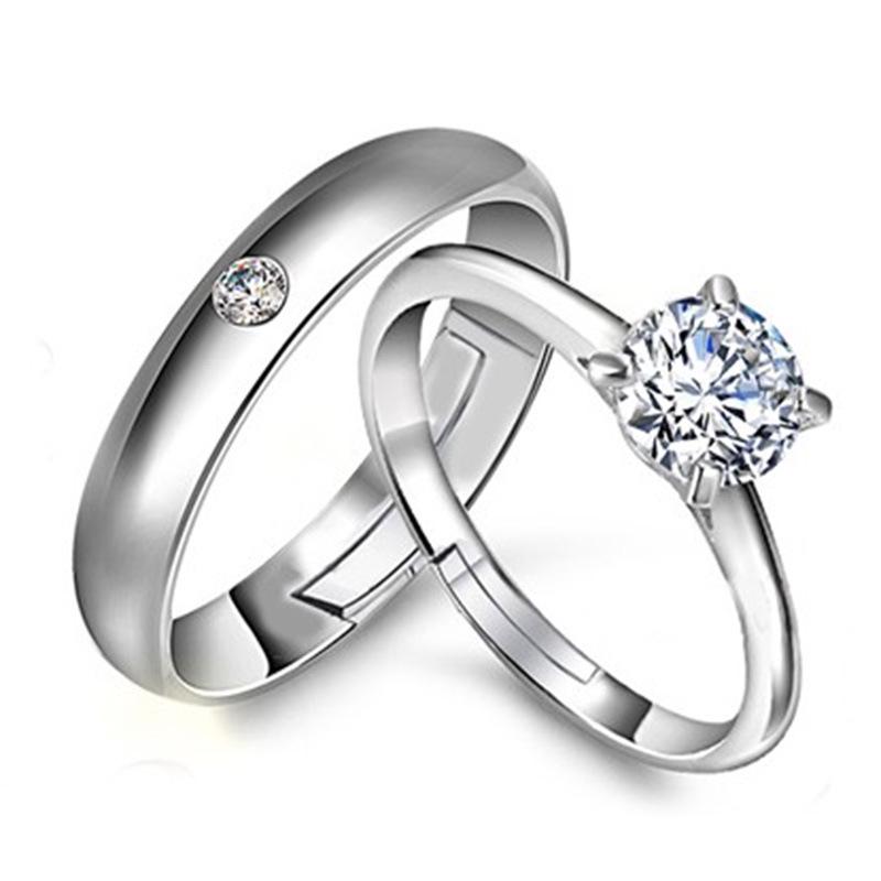 2pcs 925 Silver Couple Rings Zircom For Women Man Exquisite Student Girlfriend Silver Jewelry Accessories Wedding