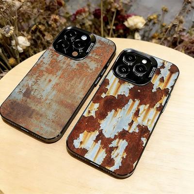 Retro Rust Design Phone Case For iPhone 17,16,15,14,13,12,11 Plus,Pro Max,XS,Colorful Silver Phone Case Funda Cover