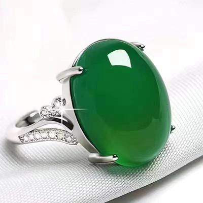 Anello Placcato Argento di Seconda Generazione con Calcedonio Giallo Imitazione e Agata per Donna