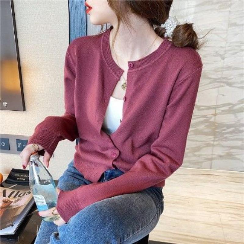 New knitted cardigan women's spring and autumn shawl jacket long-sleeved knitted knitted sweater outer women