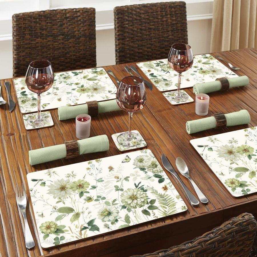 Fields Premium Decorative Hardboard Tabletop Placemats 4 Pack Manufactured in The USA Artistic Easily Wipes Clean