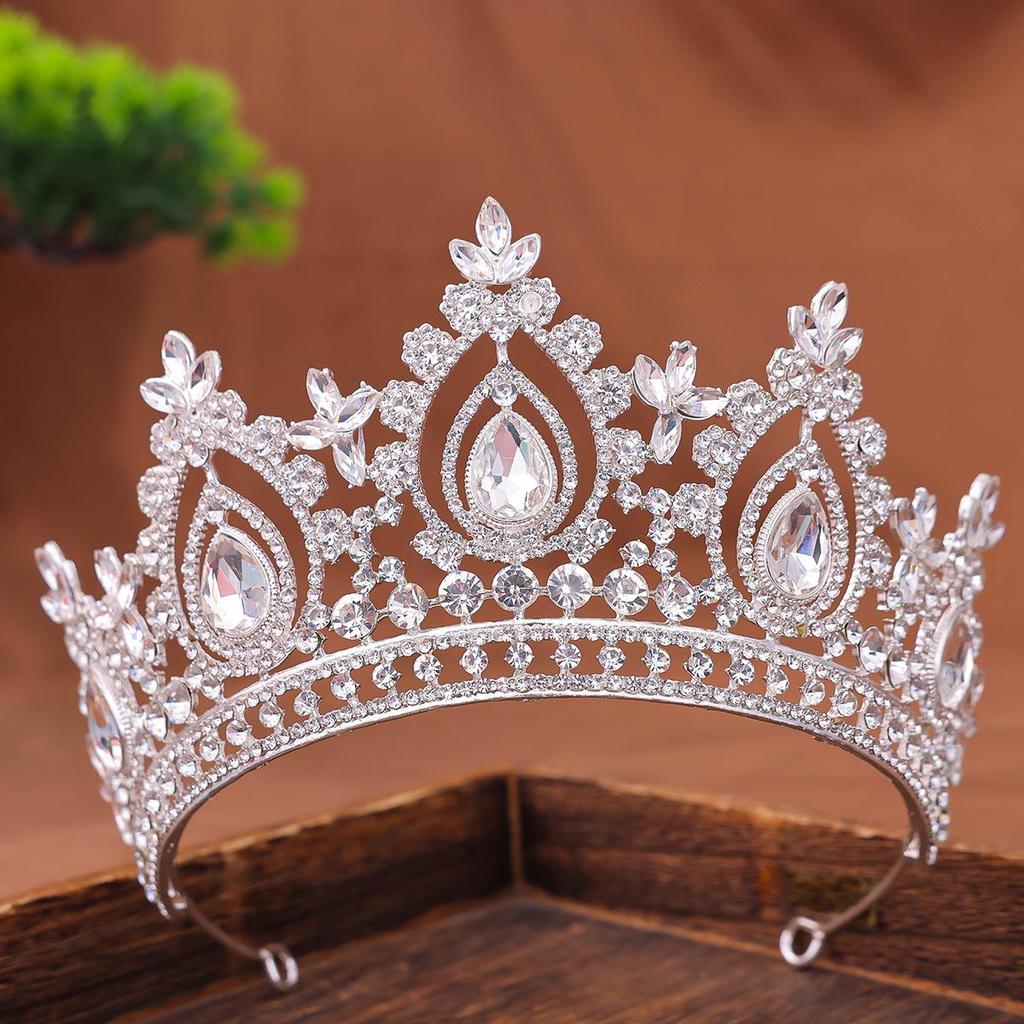 Elegant Bridal Rhinestone Crown Headdress for Weddings & Pageants