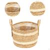 Woven Planter Basket Plant Pot Cover Decorative Wrap Organizer with Liner Handles for Yard