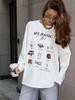 2025 Early Autumn Trendy Loose-Fit Long-Sleeve T-Shirt for Women - European & American Style, Pure Cotton, Fun Print