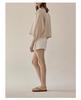 Spring 2025 French Casual Cotton Sweater - Loose Fit, Short Lantern Sleeves for Women