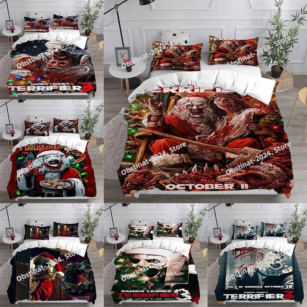 Jessica Chen Unisex Terrifier 3 () Bedding Sets Bed Cover Comforter Duvet Cover Pillow Case 3 Pieces Sets Horror Christmas Decoration