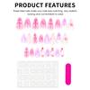24PCS Short Almond Fake Nails Pink Ombre 3D Floral Nail Art ABS Plastic & PET Cover Matte Gradient Design for Women Daily Party Wedding