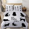 Black Cat Theme Duvet Cover Three-Piece Set Black And White Kitten Print Bedding Set Quilt Cover Pillowcase