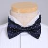 [Ojie] Bow Tie, 100% Silk, Polka Dot Pattern, Made in Japan, Formal, Wedding, Reception, After-Party, Party, Casual, Navy Blue