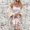 Women's Autumn and Winter Large Size Pop Jacquard Geometric Knitted Cardigan Loose Bat Sleeve Cloak Sweater Tassel Shawl