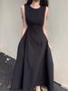 Solid color dress children's summer new French temperament high-end sleeveless vest waist thin dress