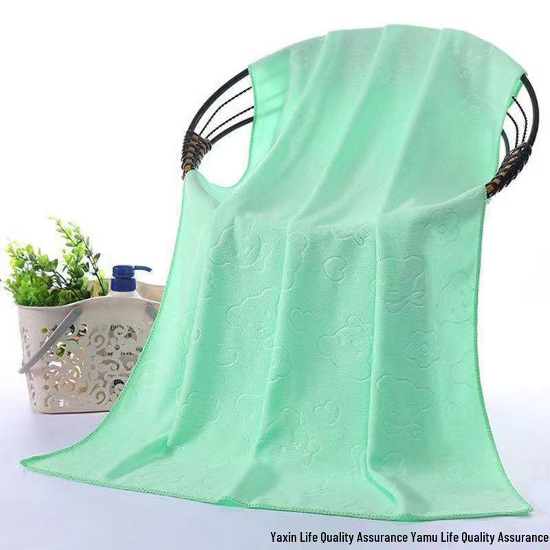 Ultra-Fine Embossed Bear Bath Towel - Quick-Dry, Soft, Absorbent, Thick for Adults & Kids, Perfect for Home & Beach Use