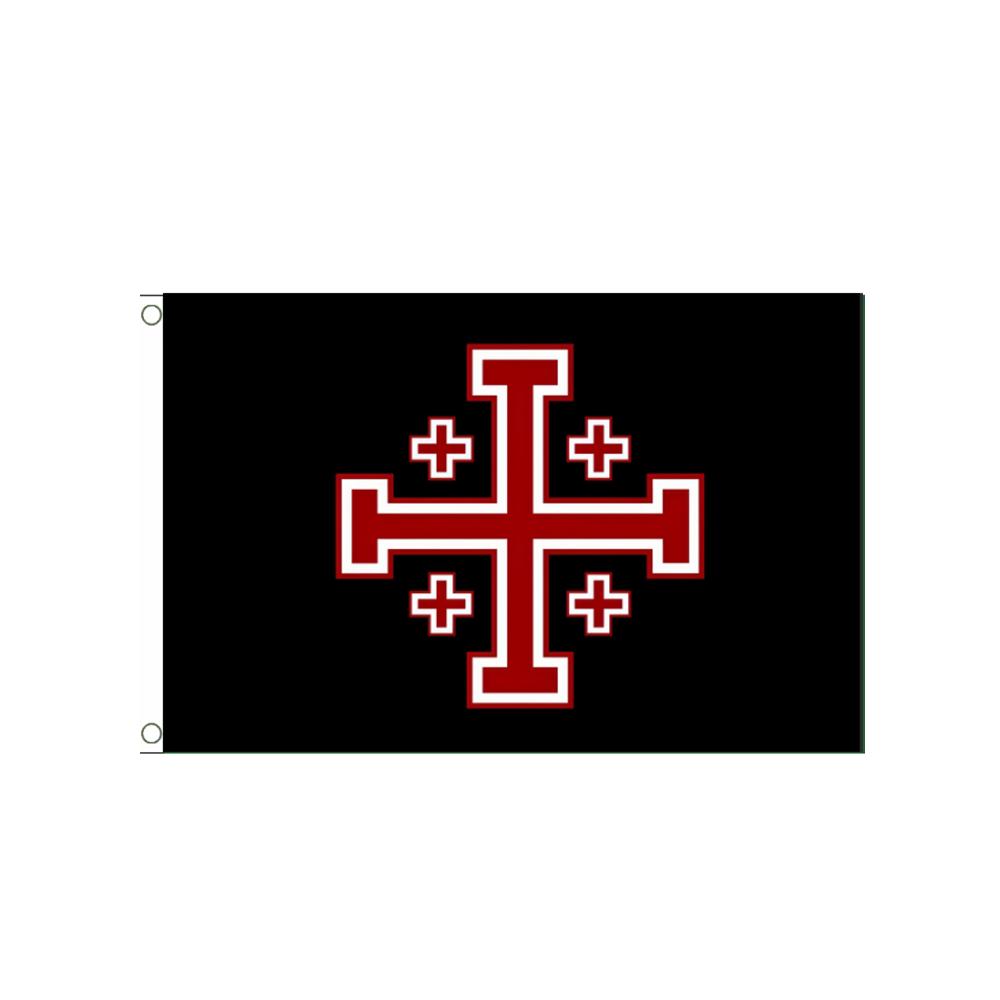 Knights Templar Jerusalem Cross Flag 2x3ft 3x5ft Polyester Crusader Banner for Indoor Outdoor Historical Decoration