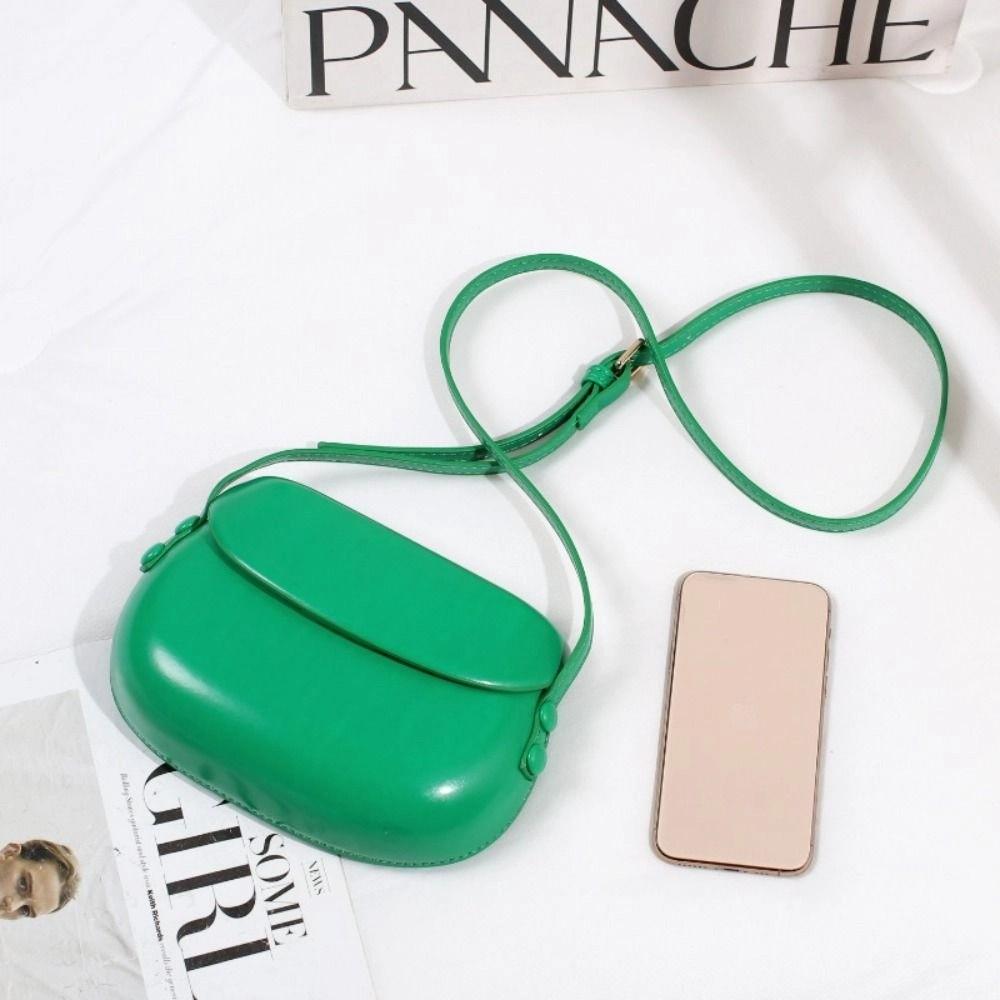 Korean Style Flap Crossbody Bags PU Leather Versatile Saddle Bag Candy Color Shell Bag Girls