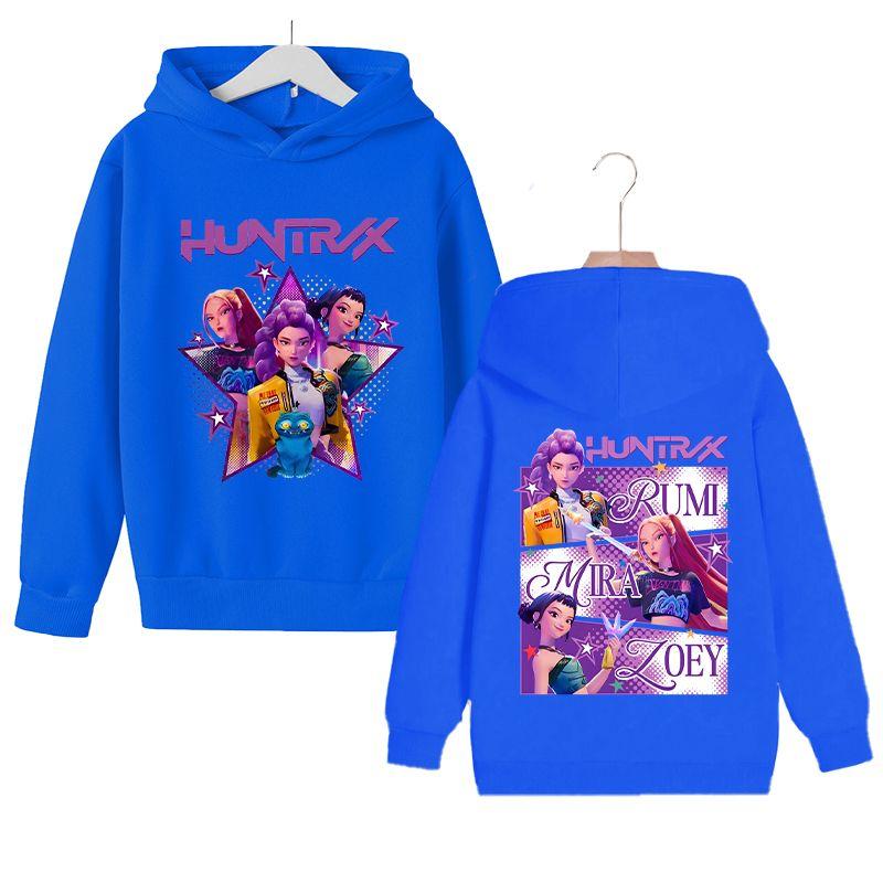 KPop Witch Hunter's Stylish Loose Hoodies for Boys and Girls, Autumn and Winter Children's Fleece Hoodies